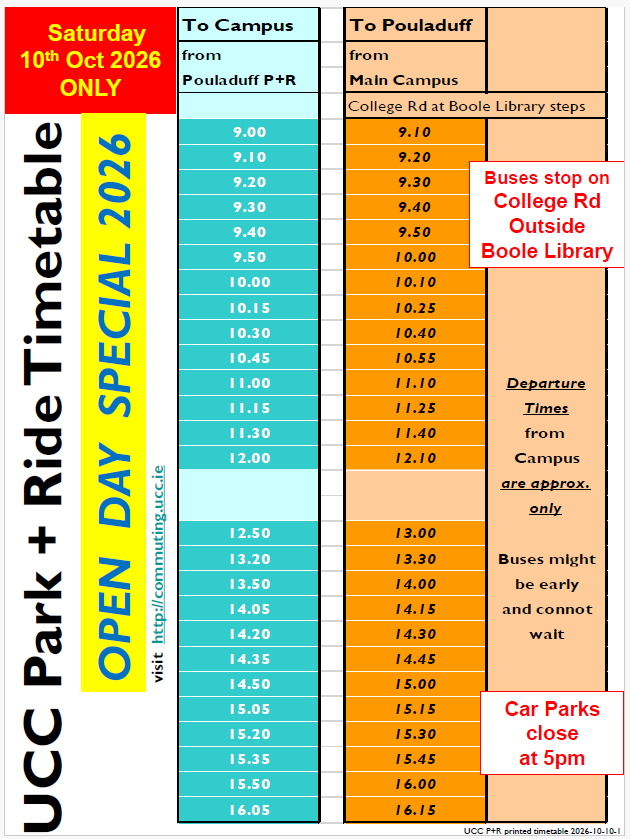An image of the 2026 Open Day Park and Ride Timetables An image of the 2026 Open Day Park and Ride Timetables