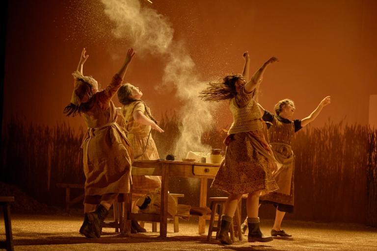 Molly Logan, Nicky Harley, Lauren Farrell, and Zara Devlin in the Gate's production of Dancing at Lughnasa. Picture: Ros Kavanagh