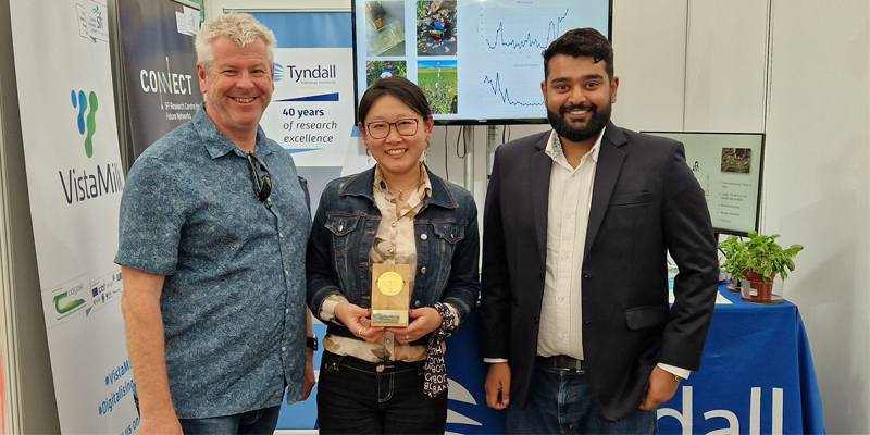 Photo (L-R): Professor Alan O’Riordan, Dr Han Shao, and Tarun Narayan, the team in Tyndall National Institute that have developed the soil sensor.