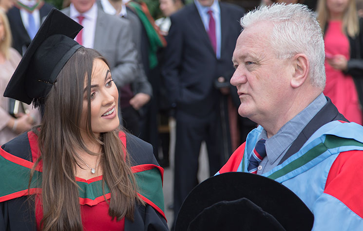 2016 BSc in Biomedical Science graduates, Aine O’Flynn pictured with Professor David Sheehan, Head of School of Biochemistry and Cell Biology, UCC.