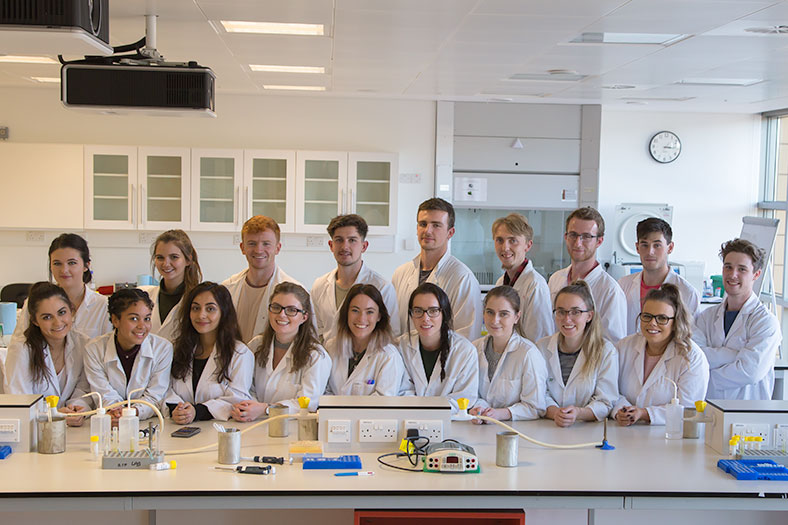 Fourth year biochemistry group of students who demonstrated at the DNA workshop held in the School of Biochemistry UCC to Presentation Brothers College secondary school students.  Demonstrators were (back row from left): Katie O Connor, Laura Linehan, Fearghal O’Nuallain, Christopher Bannon, Luke Mulligan, Jack Kennedy, Daniel Moore, Cathal Cusack  and James Moone.  Demonstrators (front row form left): Leonie Kiely, Sophia Egan, Amina Syed, Gillian Murphy, Cliodhna Wallace, Laura Smith, Klaudia Wozniak, Chloe Darragh-Hickey and Katie Cooke.