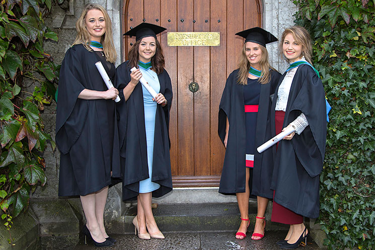 2017 BSc in Biochemistry graduates: Shannon Quilty, Maire O’Sullivan, Sarah O’Donnell and Caoimhe Kerins.