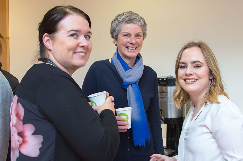 Dr Sinéad Kerins and Professor Rosemary O'Connor (Head of School), School of Biochemistry and Cell Biology, UCC with Eabha Wall, Fourth Year Biochemistry student.