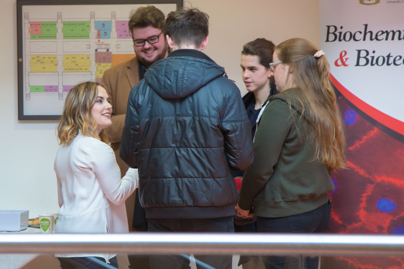 Eabha Wall, Fourth year biochemistry student chatting with friends at the coffee morning.