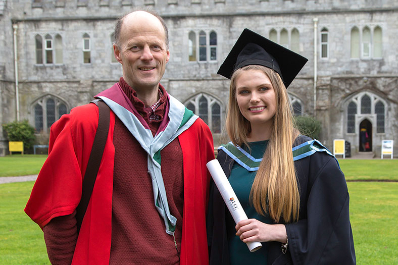 Professor Tommie McCarthy, Director of MSc Biotechnology programme with MSc Biotechnology graduate, Roisin Bogue.