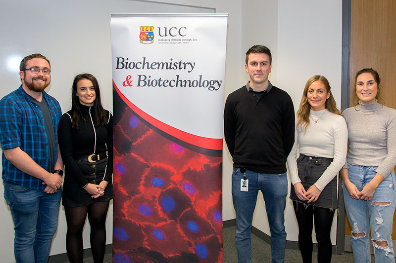 John Creedon (centre) with members of the UCC Biochemistry and Biotechnology Society. John Creedon (centre) with members of the UCC Biochemistry and Biotechnology Society.