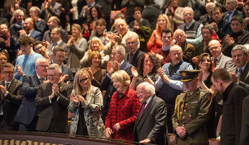 President Michael D. Higgins being welcomed in the Cork Opera House in 2019 at a preview showing of the Cillian Murphy-narrated three-part documentary series The Irish Revolution. President Michael D. Higgins being welcomed in the Cork Opera House in 2019 at a preview showing of the Cillian Murphy-narrated three-part documentary series The Irish Revolution.
