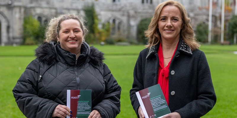 Photo (L-R): Dr Margaret Steele and Dr Janas Harrington, from the School of Public Health/ERI at UCC, authors of a report on Ireland's first Business Impact Assessment on Obesity and Population-level Nutrition and the Business Impact Assessment on Sustainability. Image credit: Max Bell (UCCTV).