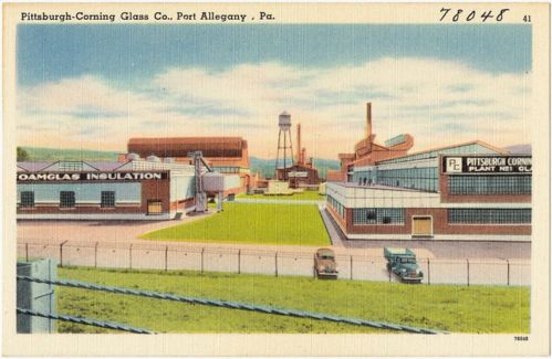 Old postcard of the Corning glass factory Old postcard of the Corning glass factory