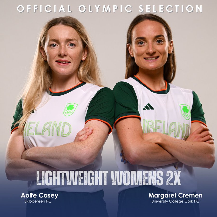 Aoife Casey and Mags Cremen, two of the four Quercus scholars competing at Paris '24. image/@rowingireland
